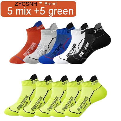 10 Pairs High Quality Socks Men's Summer Man Short Socks Breathable Ankle Socks Cotton Sports Socks Black Thin Cut Run Men Socks