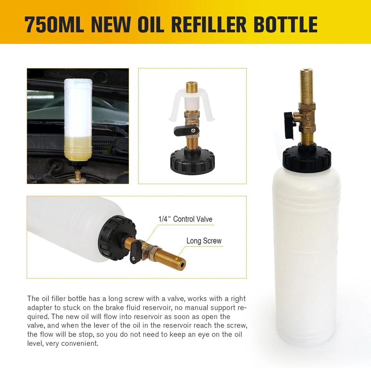 2026 NEW Pneumatic Brake Fluid Bleeder Tool Kit with Extractor and Refill Bottle 1L Vacuum Brake Oil Change Set with Adapters
