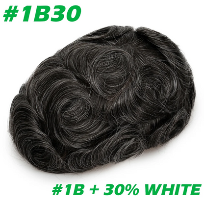 0.03mm Thin Skin Men's Wig 90% 100% Density Human Hair Men Toupee Capillary Prosthesis V Loop Natural Hairline for Hair Loss