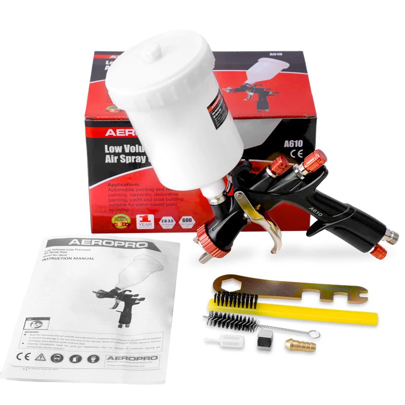 AEROPRO R500 LVLP Air Spray Gun A610 Paint Gun Automotive for House Painting, Car, Furniture, Varnish and Top Coat