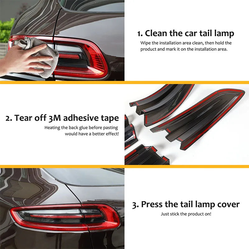 For Porsche Macan 2014-2017 ABS Black Car Tail Light Cover Brake Light Wide Indicator Protective Cover Decorative Accessories