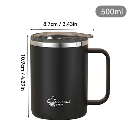 WORTHBUY 304 Stainless Steel Double Wall Insulated Coffee Mug With Handle Portable Sealed Water Cup Large Capacity Drinking Cup