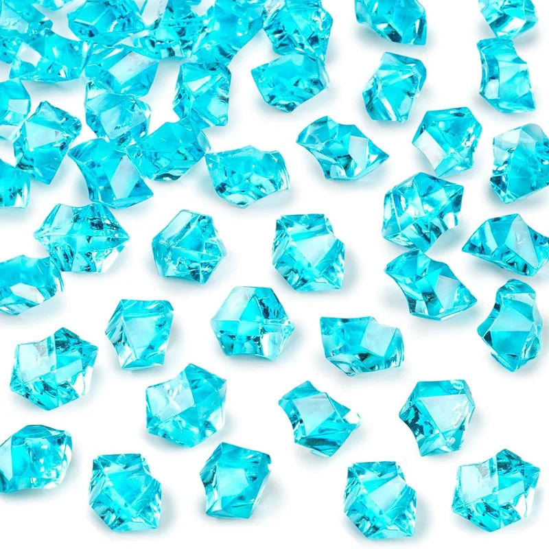 100Pc Blue Pebbles for Decorative Stones and Crystals Plastic Fake Gem Stones Acrylic Ice Rocks Crushed Diamond Stone Home Decor