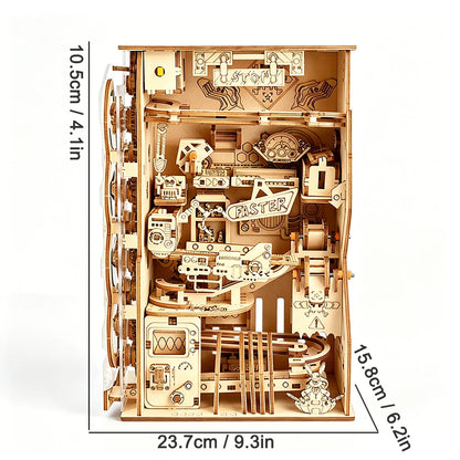 Ury 3D Wooden Puzzle Electric Track Device Marble Run Book Nook Set Counter Current Compass Model Ball Maze Assembly Gift