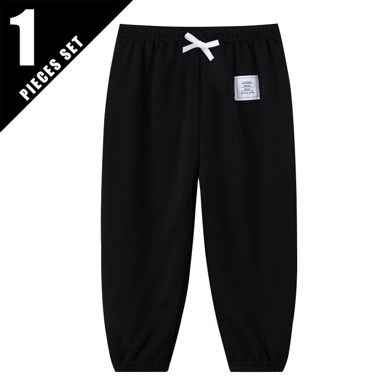 1/3 Pcs Four Seasons Children's Leisure Sports Pants Solid Color Basic Boy Running Holiday 9 Pants Girl Joker Comfortable Pants
