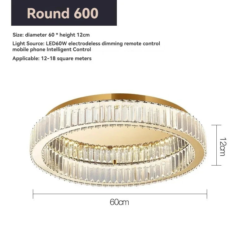 Crystal modern simple circular home ceiling light Italian style light luxury living room study bedroom home decoration lighting