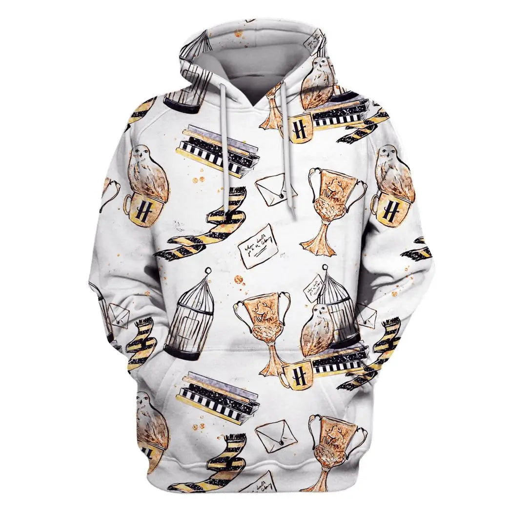 2024 autumn and winter Harajuku fashion men's hoodie casual y2k sweatshirt men's 3d printed red owl college pattern sport hoodie