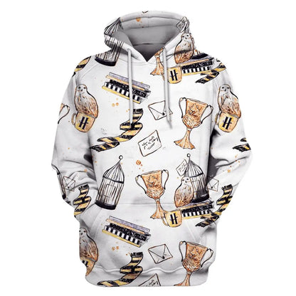 2024 autumn and winter Harajuku fashion men's hoodie casual y2k sweatshirt men's 3d printed red owl college pattern sport hoodie