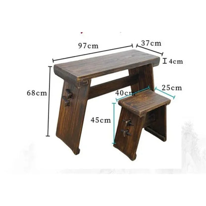 Retro Guqin Table With Bench Solid Wood Paulownia Stand Resonance Box Portable Chinese Sinology Desk Tea Table