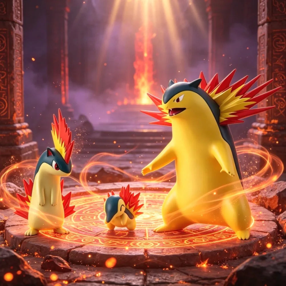 2.5-9.5cm Anime Figure Scale World Typhlosion Group Pokemen Action Figures Pvc Statue Desktop Collection Model Toys Gifts