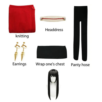 Yor Forger Cosplay Long Red Knitting Sweater Costume Anime Spy family Women's Wear