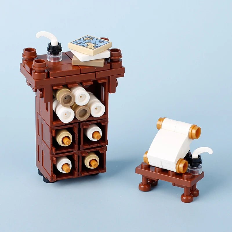 MOC Notice Board Building Blocks Bee Farm Fountain Bonfire Stove Medieval Town Street View Water Wall Bridge Road Sign Brick Toy