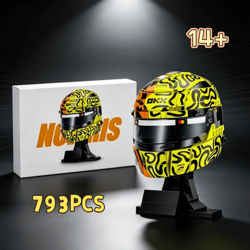 Classic Racing Driver Helmet Home Decor Model 2026 New DIY Building Block Assembly Toys Display Adults Holiday Birthday Presents