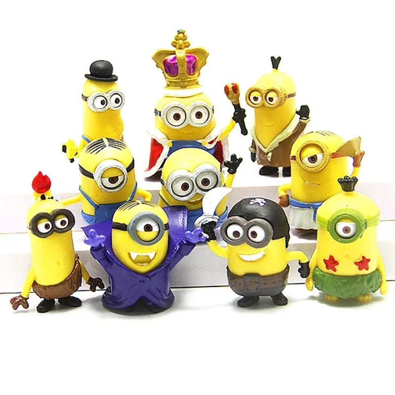 10Pcs/Set kawai Mini Figurines Toys 3D Eye Despicable Crown ones Action Figures Toys Xmas Gifts for Xmas gifts