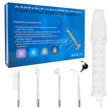 5in1 High Frequency Face Wand Improve Skin Elasticity Portable Handheld High Skin Therapy Wand Machine Neon Argon