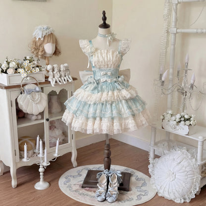 Japanese Sweet Kawaii Princess Dress Women's Flutter Sleeves Off Shoulder Ballet Style Lolita Dress Birthday Party Cake Dresses