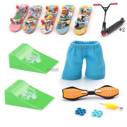 Scooter/Finger Skateboard/Casual Pants/Roller Skates/Bike For Tech Deck Ramp Venue Combination Set Children Indoor Home Toys Gif