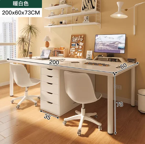Tribesigns   Two Person Computer Desk With 5 Drawers Study Writing Table Workstation Modern Simple Double Computer Desk
