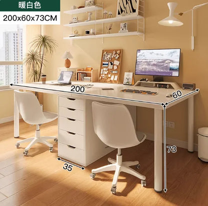 Tribesigns   Two Person Computer Desk With 5 Drawers Study Writing Table Workstation Modern Simple Double Computer Desk