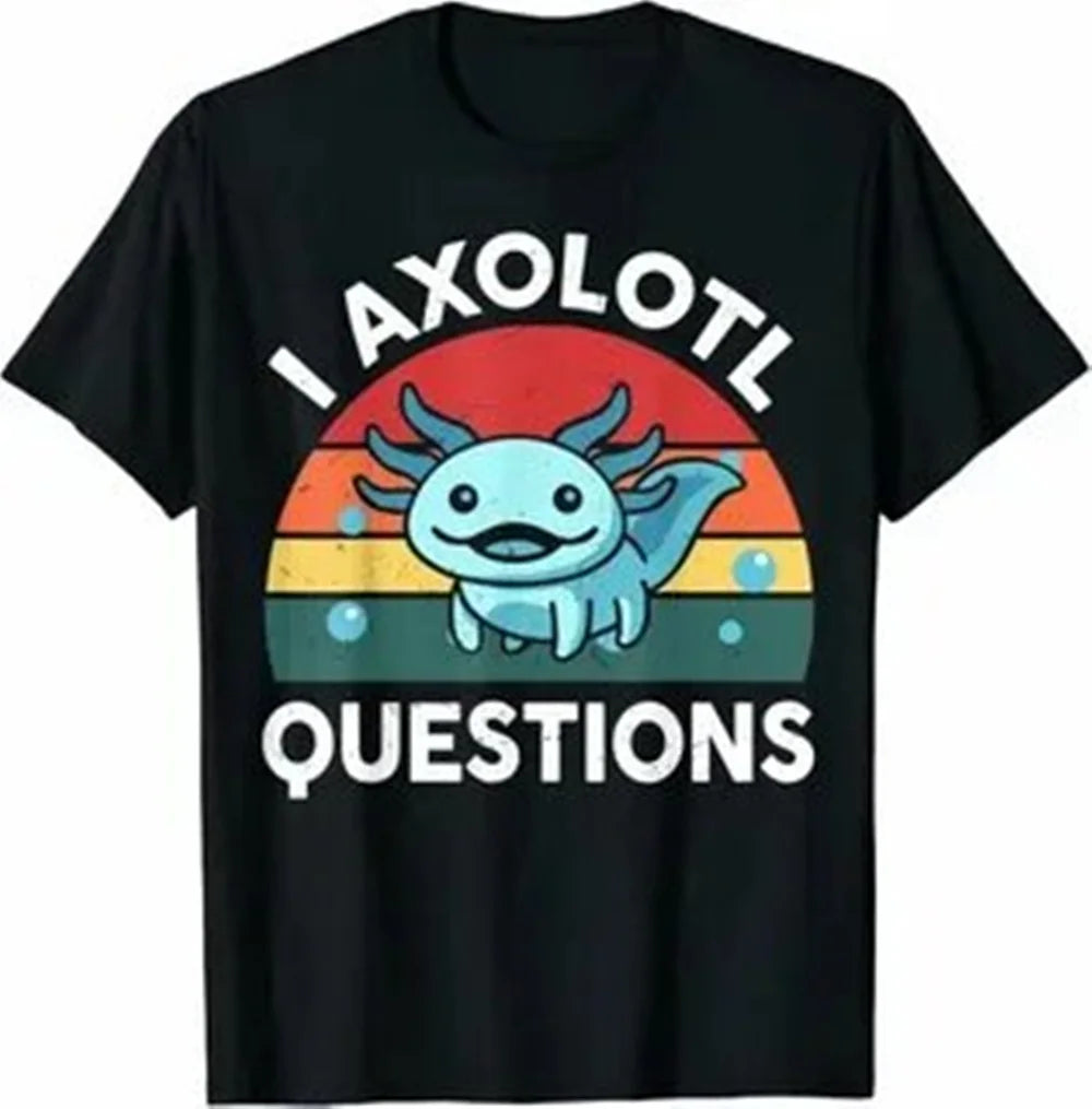 I AXOLOTL QUESTIONGS Children Boy Girl T shirt 2026 New Summer Short Sleeve T-Shirt Cute Style kidS casual SPORTS Tops