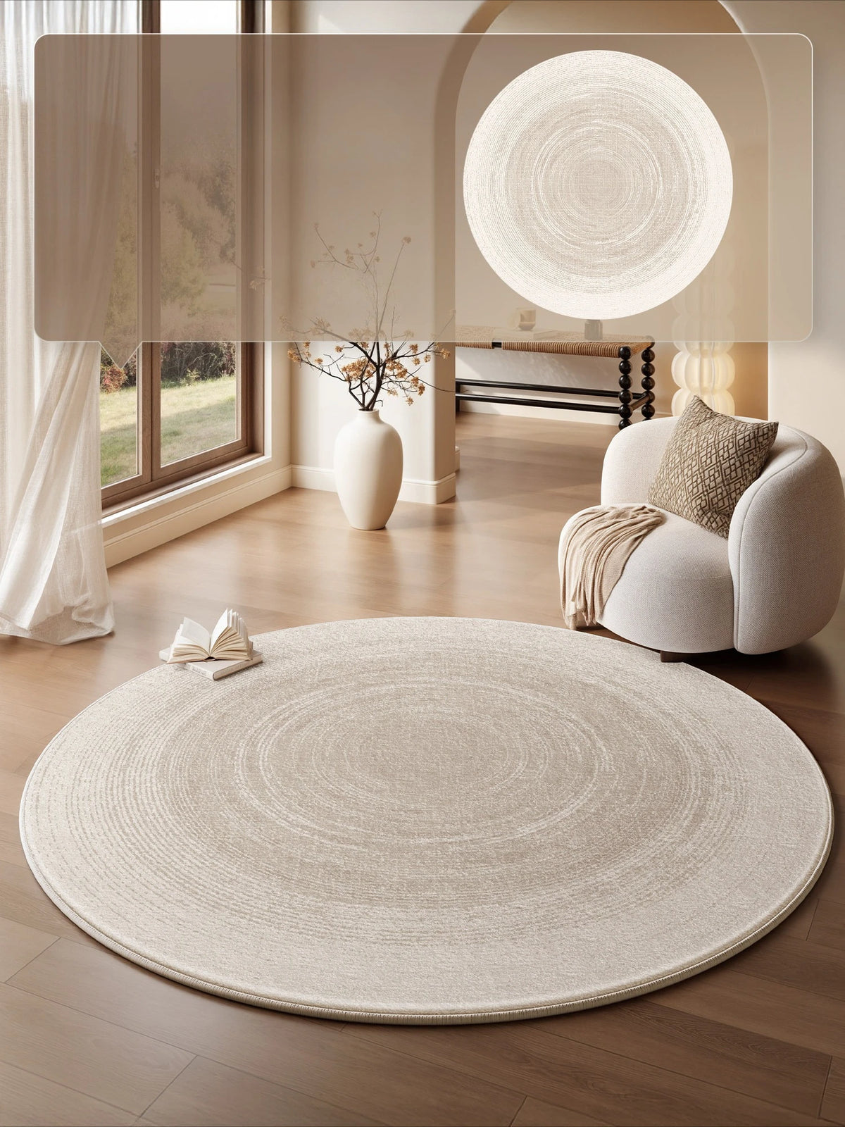 Cream Style Carpets for Living Room Minimalist Bedroom Decor Round Carpet Fluffy Soft Lounge Floor Mat Thick Plush Cloakroom Rug