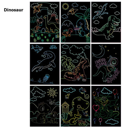 Cartoon Scratch Painting Children Drawing Toys Art Creativity DIY Graffiti Supplies Dazzling Color Scratched Paintbook TMZ