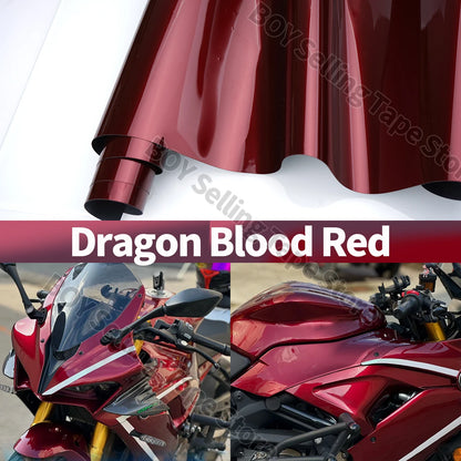 Motorcycle Wrap Car Vinyl Film High Glossy Liquid Metallic Dragon Blood Red PET Waterproof Car Wrapping Foil with Air Release
