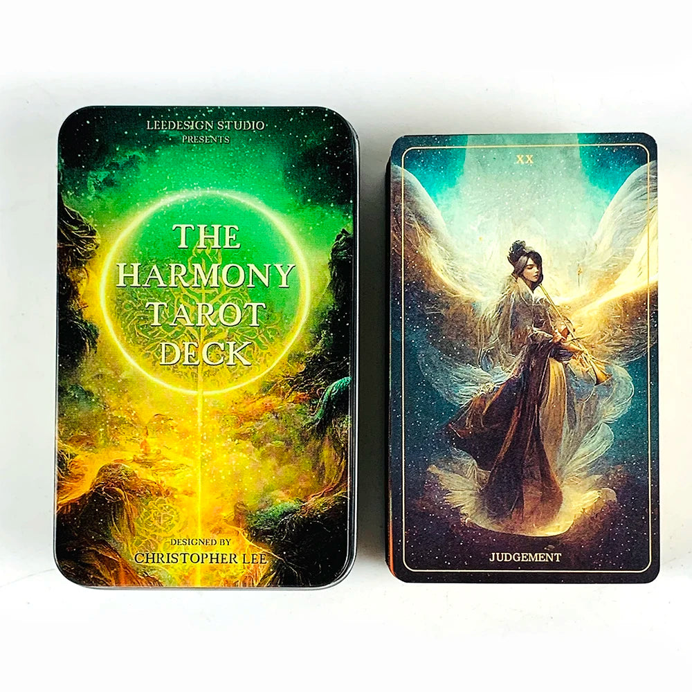Harmony Tarot In A Tin With Gilded Edges 78 Pcs Cards Tarot Deck With Guidebook For Beginners, High-Quality Divination Cardstock