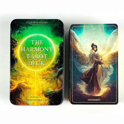 Harmony Tarot In A Tin With Gilded Edges 78 Pcs Cards Tarot Deck With Guidebook For Beginners, High-Quality Divination Cardstock