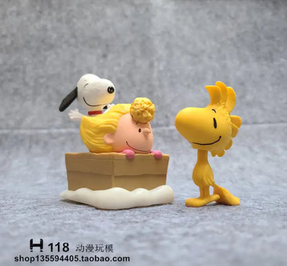 Snoopy Sally Woodstock Figure Ornament Cartoon Doll Model Interior Decoration Mini Figurine Toy Desktop Display Gift for Fans