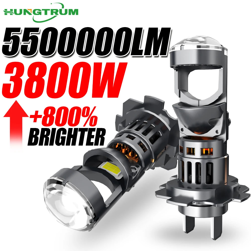 LED H4 H7 Projector Lens Headlight Bulb 5500000LM High Power Led Canbus Light for Car Upgrade Spotlight Automotive Mini Headlamp