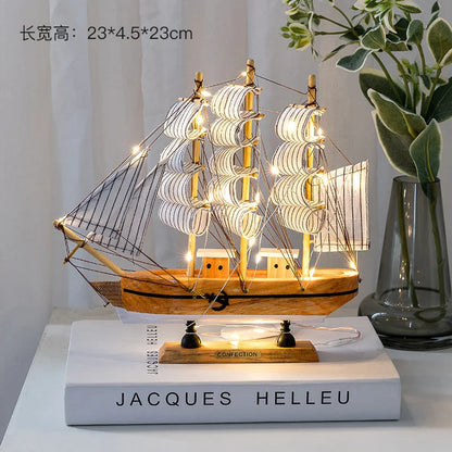 Wooden Sailboat Model Handcrafted Coastal Nautical Decor Table Centerpiece For Living Room Office Desk Gift For Adults And Teens