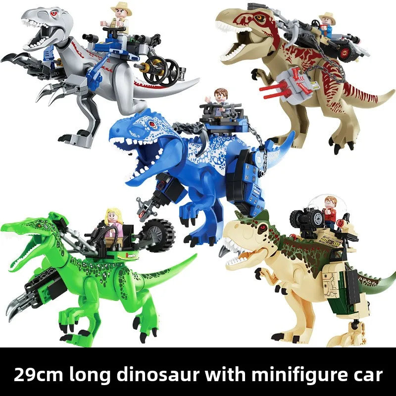 Armed Tyrannosaurus Rex building blocks with chariots, dolls and dinosaurs assembled model children's educational toys