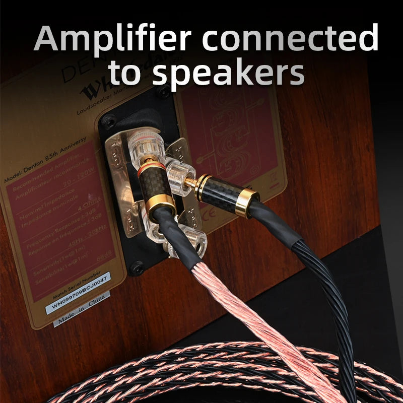 One Pair HiFi OCC Main Speaker Cable High-end Anti-noise Carbon Fiber Banana and Y Plug Speaker Audio Cable