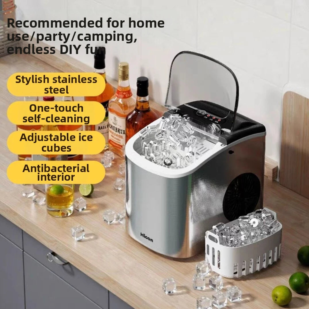 220V Portable Ice Maker Machine for Home & Camping Quick Ice Self-Cleaning Small Ice Machine For HomeOutdoor Energy Efficien