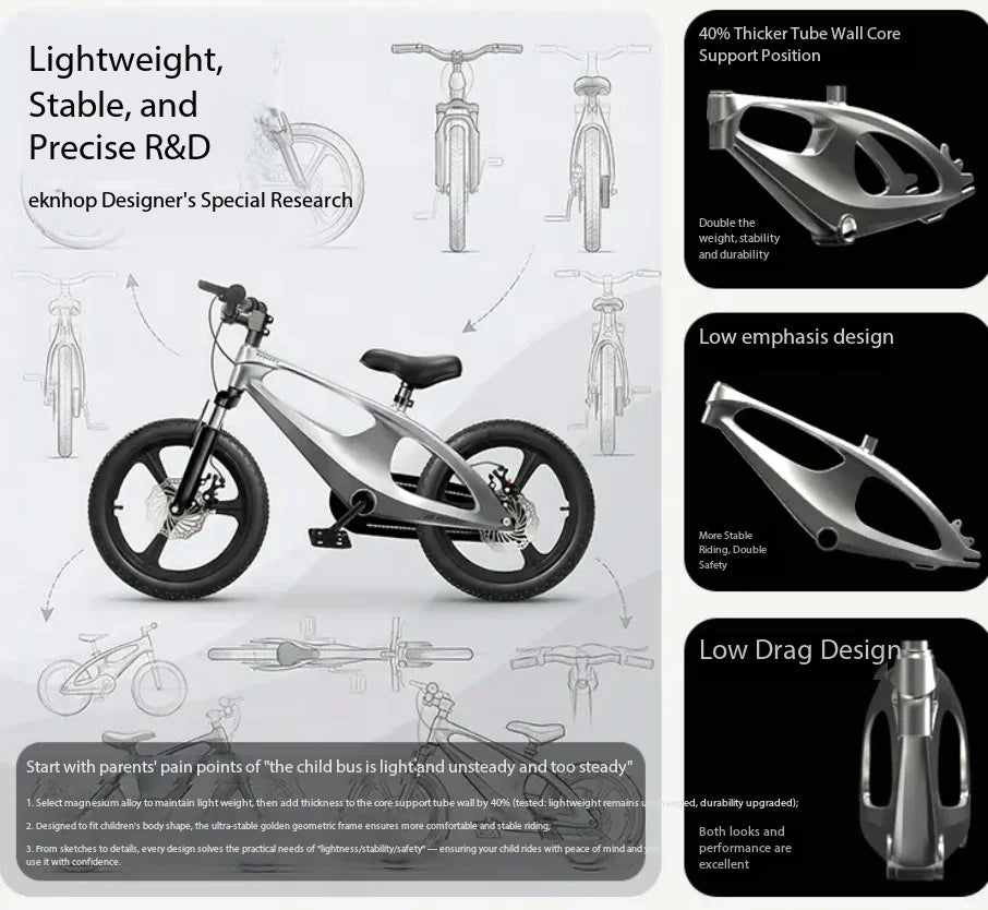 Kids Magnesium Alloy Frame Bicycle Shock Absorbing Dual Disc Brake Lightweight Children Bike for 3-6-8-10 Years Old Boys Girls