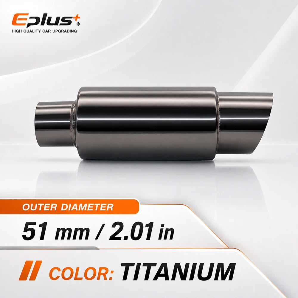 EPLUS Universal Car&Motorcycle Stainless Steel Exhaust Muffler Slant Cut Tip Car Exhaust Resonator 51/57/63mm Inlet
