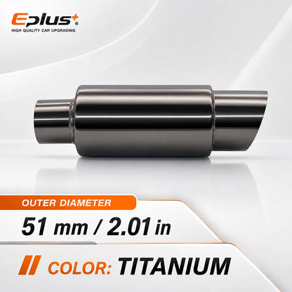 EPLUS Universal Car&Motorcycle Stainless Steel Exhaust Muffler Slant Cut Tip Car Exhaust Resonator 51/57/63mm Inlet