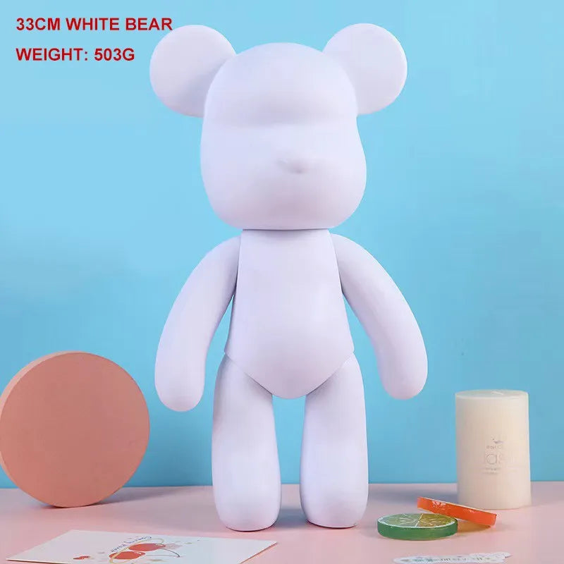DIY Fluid Bear Sculpture Handmade Violent Bear Bearbrick White Blank Mold Doll Toy Graffiti Painting Ornaments Gift Home Decor