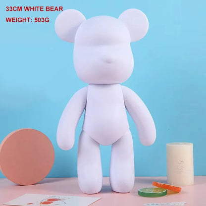 DIY Fluid Bear Sculpture Handmade Violent Bear Bearbrick White Blank Mold Doll Toy Graffiti Painting Ornaments Gift Home Decor