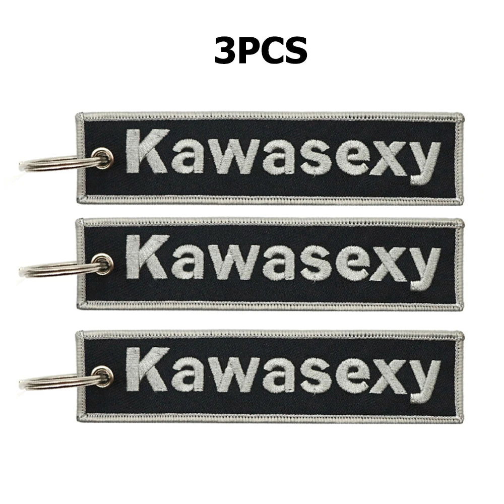 JDM Kawasexy Logo Key Chain For Kawasaki Motocycle Key Ring Cars Keychain Gifts Double Sided Embroidery Fashion Keychain