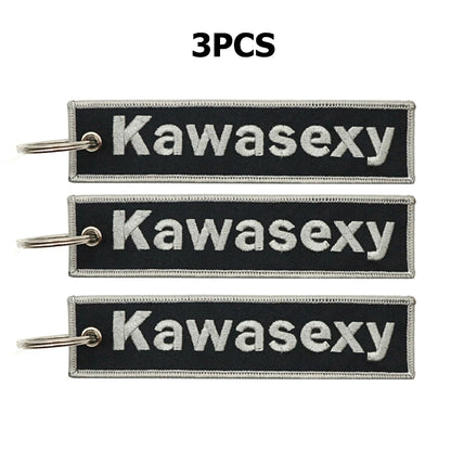 JDM Kawasexy Logo Key Chain For Kawasaki Motocycle Key Ring Cars Keychain Gifts Double Sided Embroidery Fashion Keychain