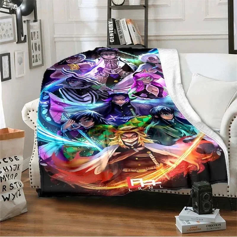 Demon Slayer Anime Flannel Blanket 2026 All Season Double-sided Printed Throw, Soft Warm Fashion Nap Blanket for Home