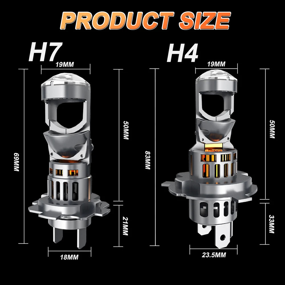 LED H4 H7 Projector Lens Headlight Bulb 5500000LM High Power Led Canbus Light for Car Upgrade Spotlight Automotive Mini Headlamp