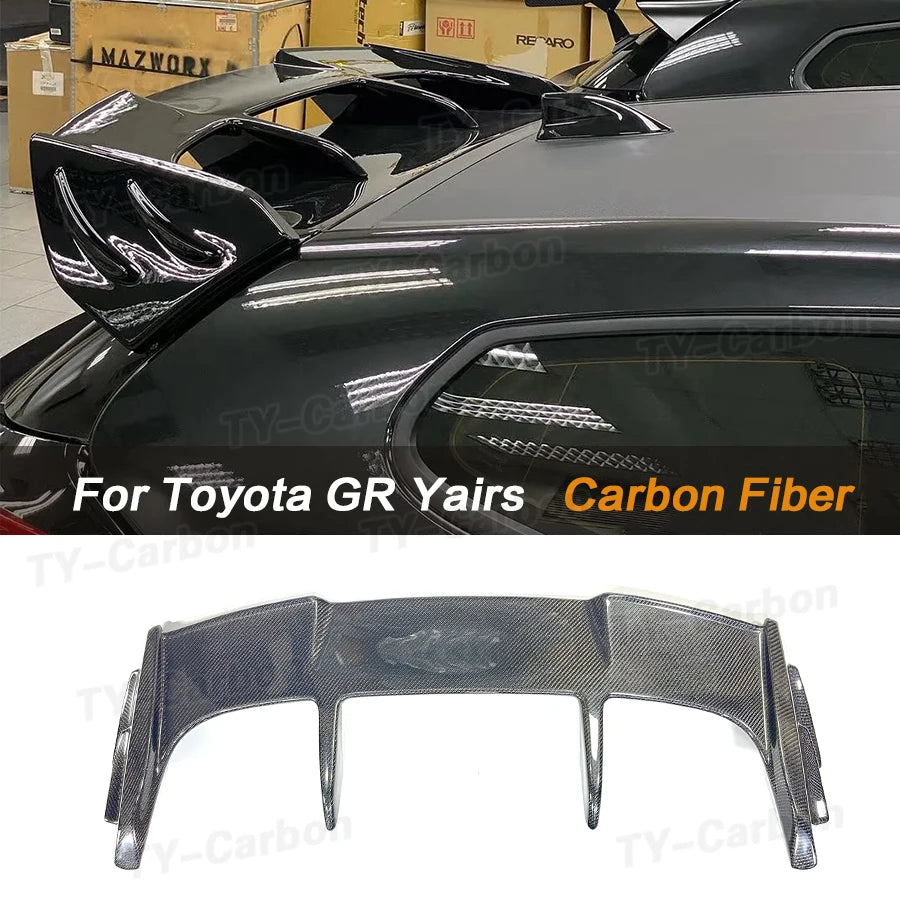 Hight Quality Car Rear spoiler For Toyota GR Yaris Real Carbon Fiber Rear Roof Spoiler Rear Wing T Style Car Accessories FRP