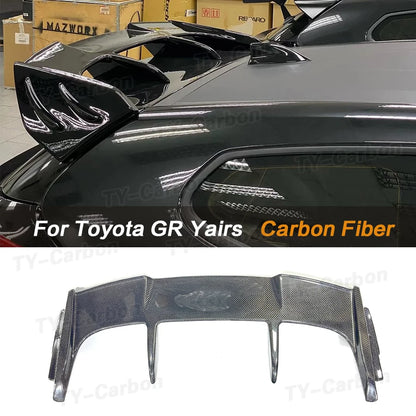 Hight Quality Car Rear spoiler For Toyota GR Yaris Real Carbon Fiber Rear Roof Spoiler Rear Wing T Style Car Accessories FRP