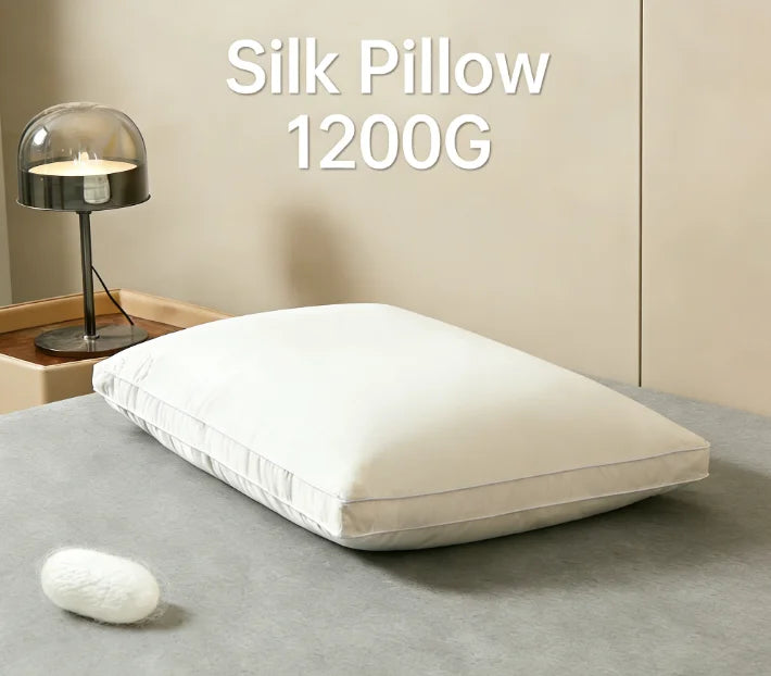 1200G Luxury Mulberry Silk Pillow 48x74cm Hypoallergenic Sleeping Pillow Comfortable Cotton Shell Hotel High Quality Bed Pillows