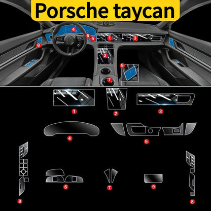 For Porsche Taycan 21-25 Models Interior Protection Dashboard Multimedia Navigation Transparent Scratch-Resistant Film Modificat