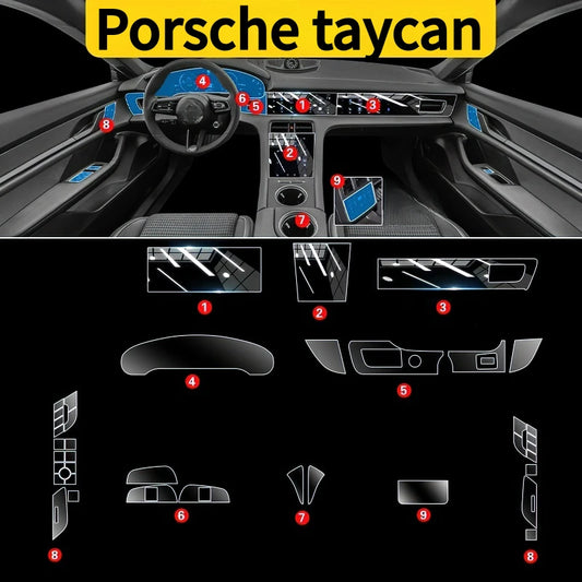 For Porsche Taycan 21-25 Models Interior Protection Dashboard Multimedia Navigation Transparent Scratch-Resistant Film Modificat
