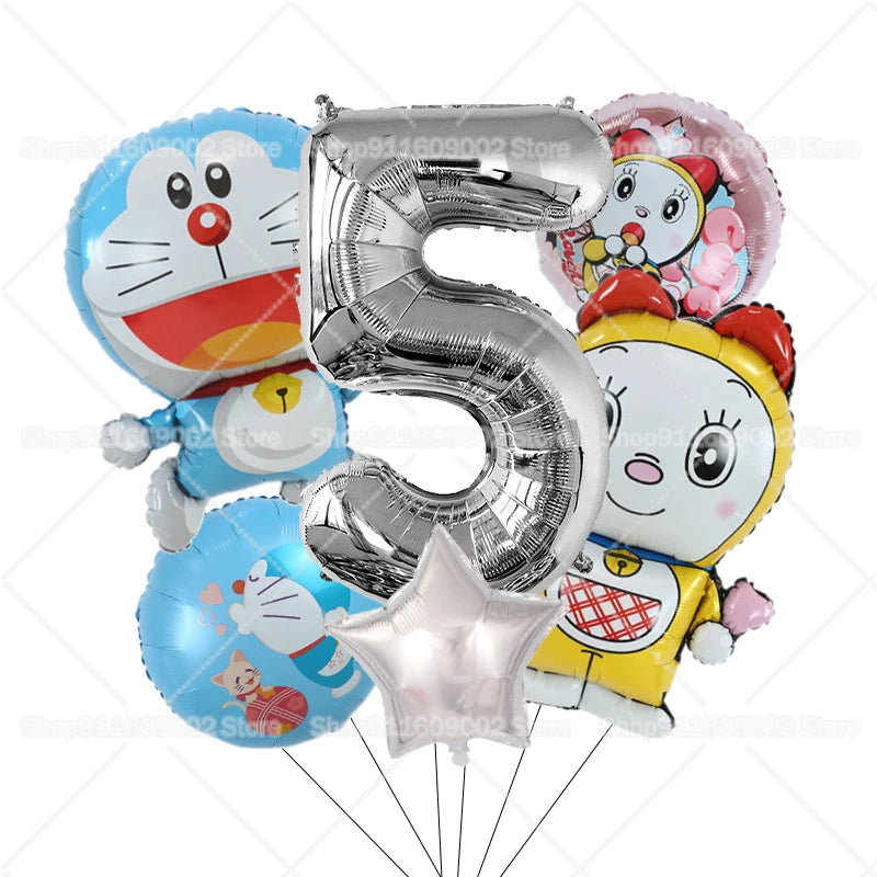 Doraemons Number 1-10 Balloons Girls Boys Birthday Decorations Baby Shower Gender Reveal Balloon Party Supplies Kids Toys Gift